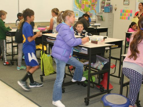 Применение столов для работы стоя в американской школе